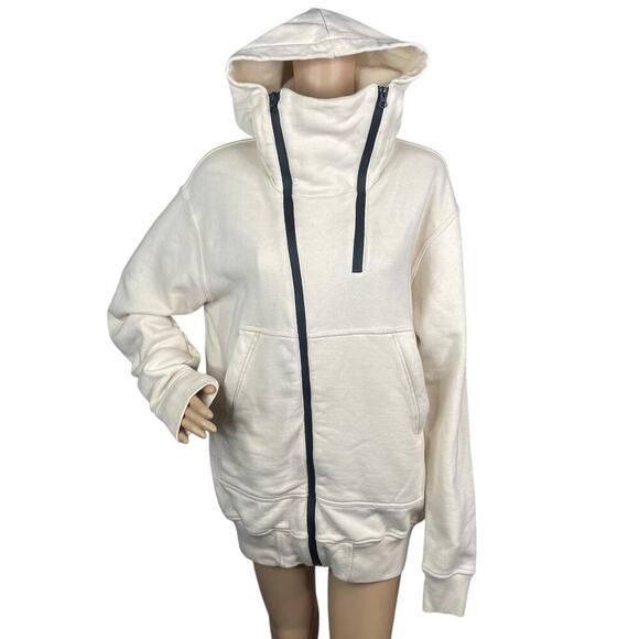 NLST S/S16 Ivory Double Zip Oversized Funnel Neck Hoodie Sweatshirt Men‘s S - Picture 1 of 8